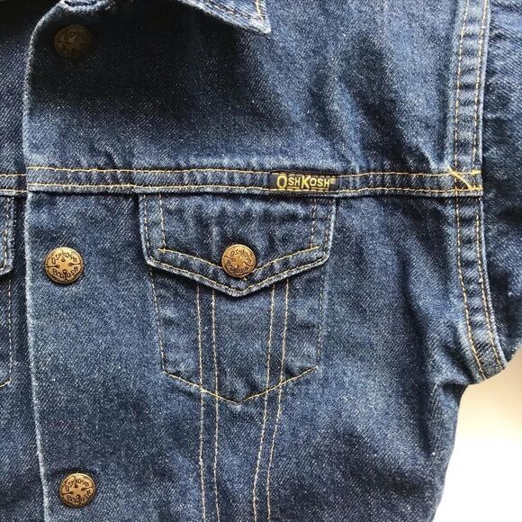 Vintage Oshkosh dark wash denim jacket made in USA EUC 3T - Picture 4 of 9